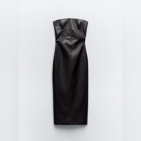 NWT - Zara Strapless Faux Leather Dress - Picture 4 of 6